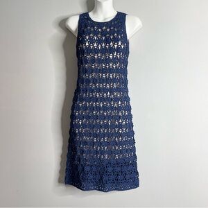 DIANE VON FURSTENBERG DVF Inaya Crochet Tank Dress NWT Deep Cove Blue